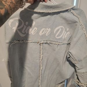 Ride or die denim shacket